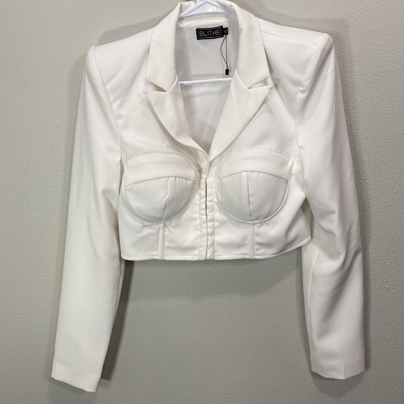 Blithe corset cropped blazer jacket white - Picture 7 of 9